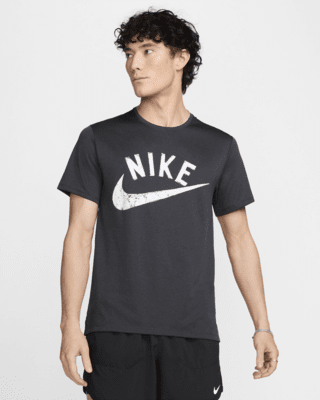 ★ Nike★ Dry Fit UV Miler Short Sleeve Running Top M Black Men's Nike Miler Men's Dri-FIT UV Short-Sleeve Running Top